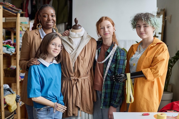 Happy participants in embroidery workshop